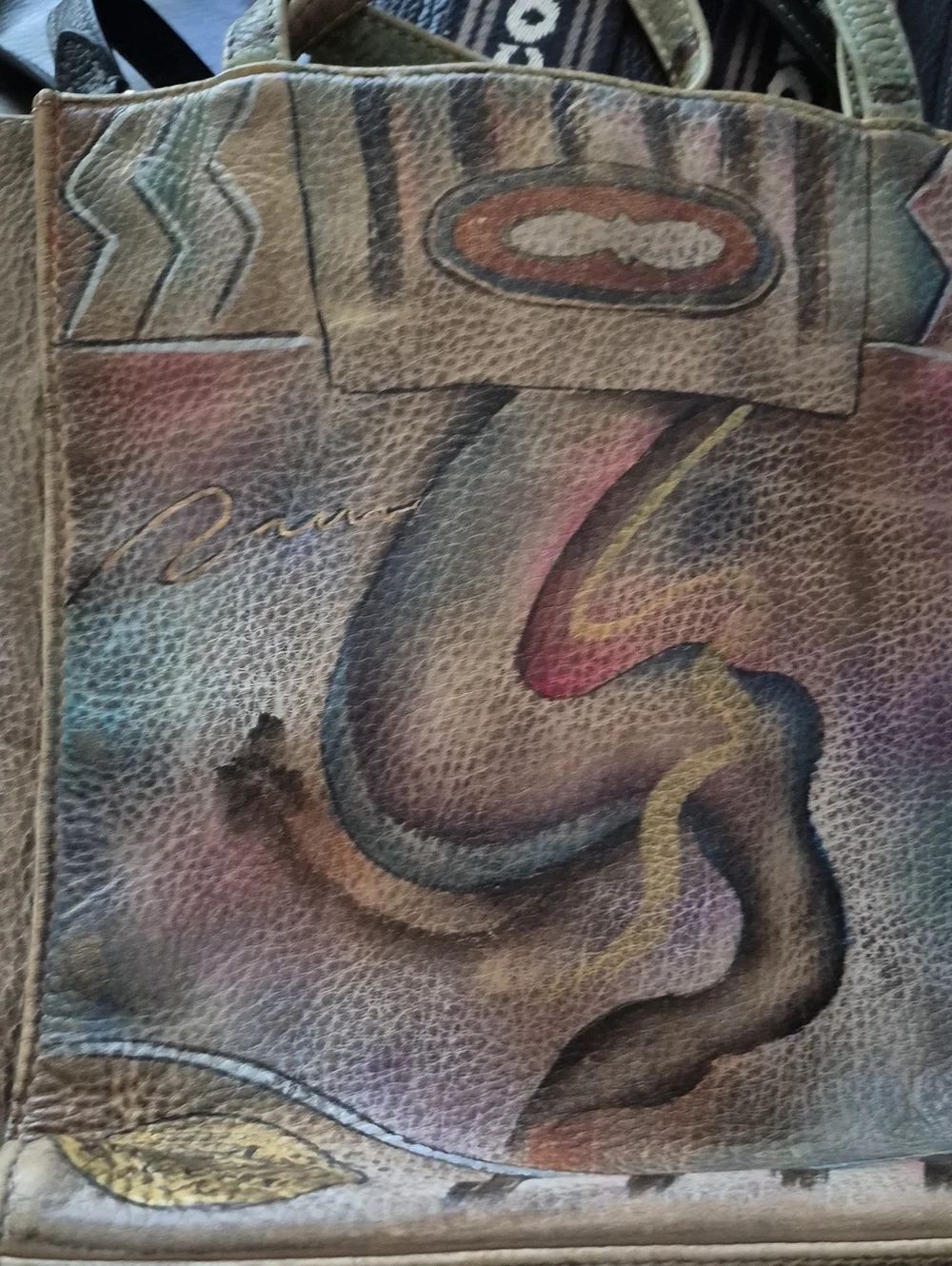 Anuschka Hand-Painted Leather Crossbody Tote/ Shoulder Bag